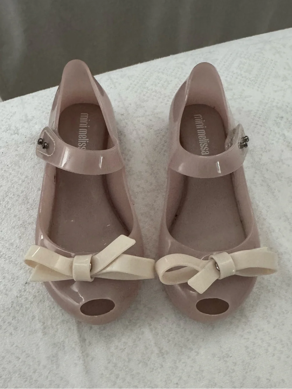 mini melissa Girls' Pink Jelly Mary Jane with Cream Bow size 11